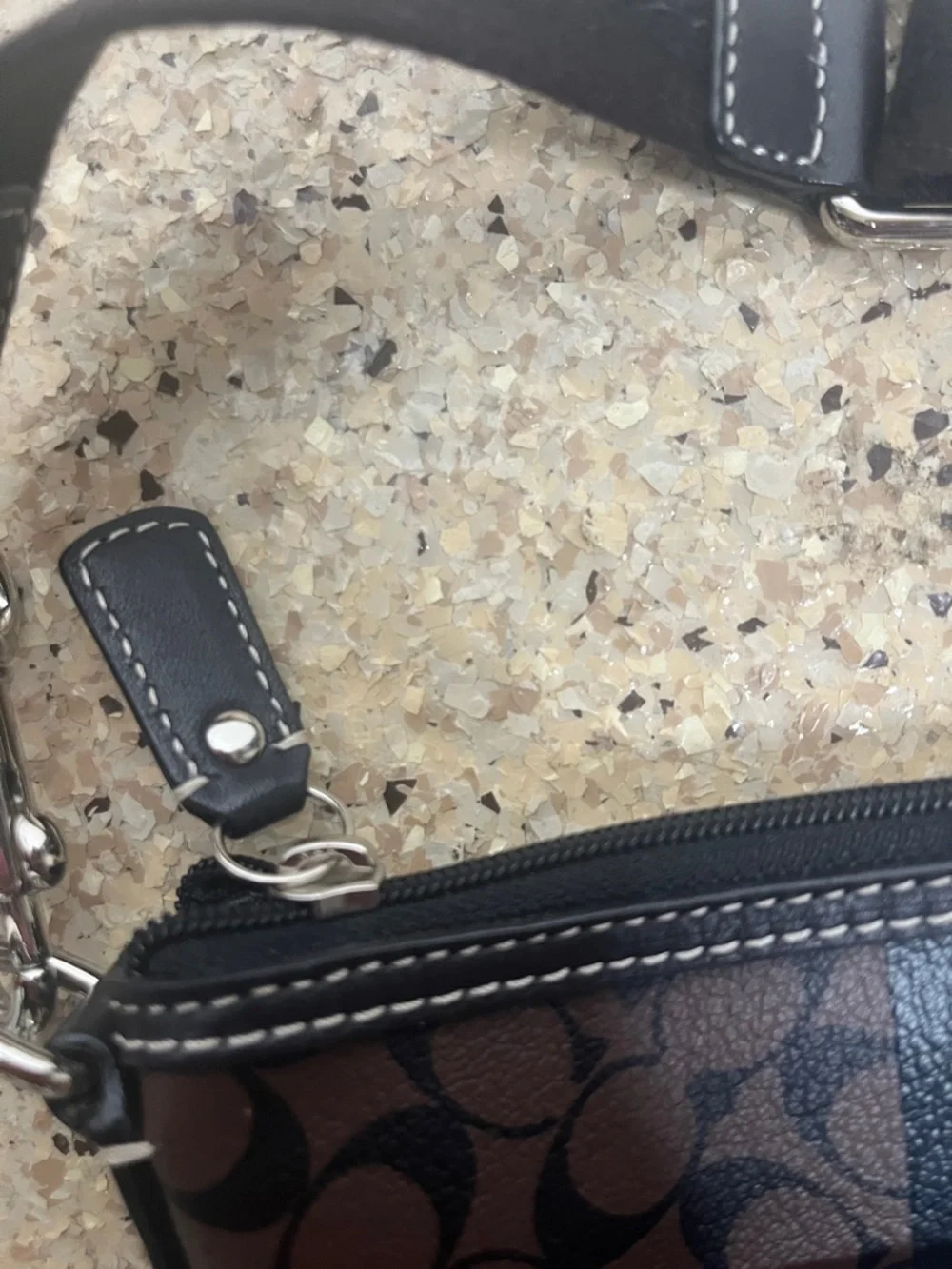 Coach Signature C Brown & Black Crossbody Bag 7.5 x 9 EUC  silver Hardware
